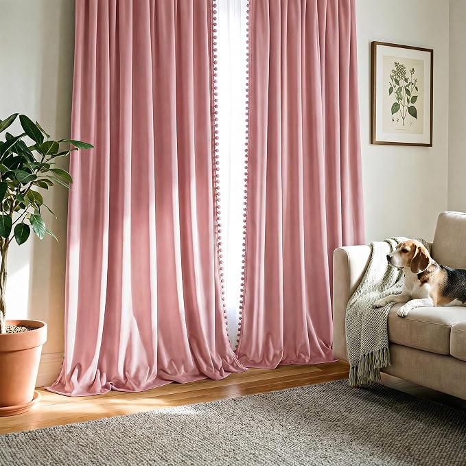 NICETOWN Blush Pink Velvet Curtains 96" Long - Image 7