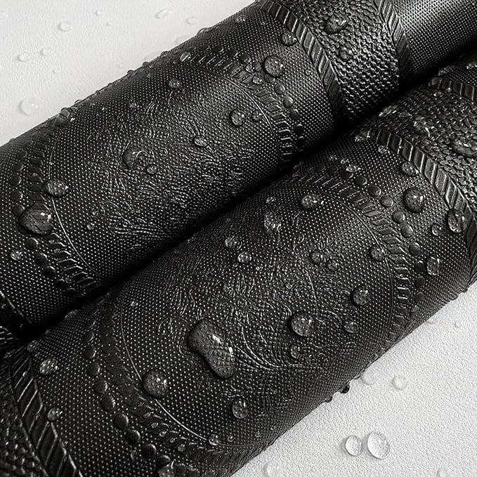JiffDiff Wallpaper Peel and Stick Textured, 3D Black Embossed Wall Paper Stick - Image 9