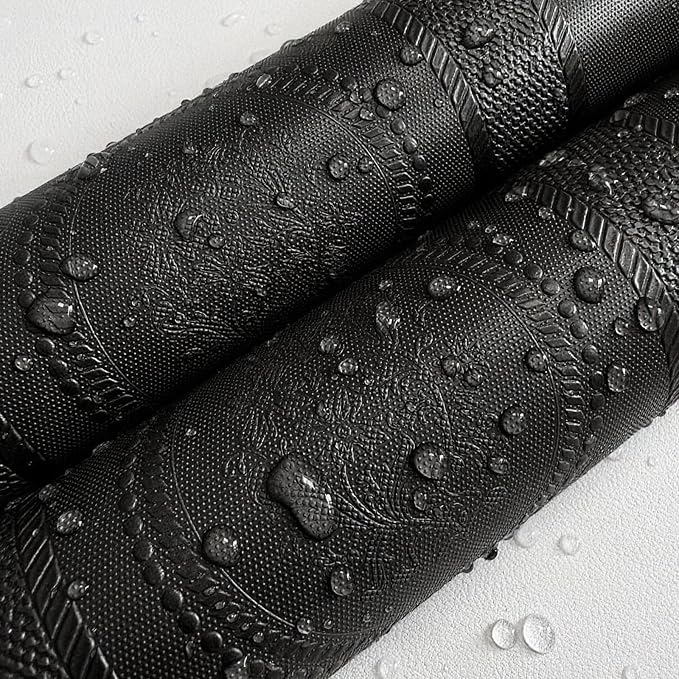 JiffDiff Wallpaper Peel and Stick Textured, 3D Black Embossed Wall Paper Stick - Image 9