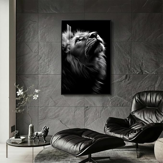 Framed Black and Gray Modern Wall Art, Contemporary Animal Portrait Prints - Image 4