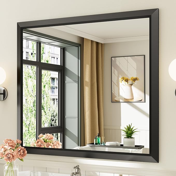 Briivue 40x36 Inch Black Bathroom Mirror by Briivuemodernmirrors