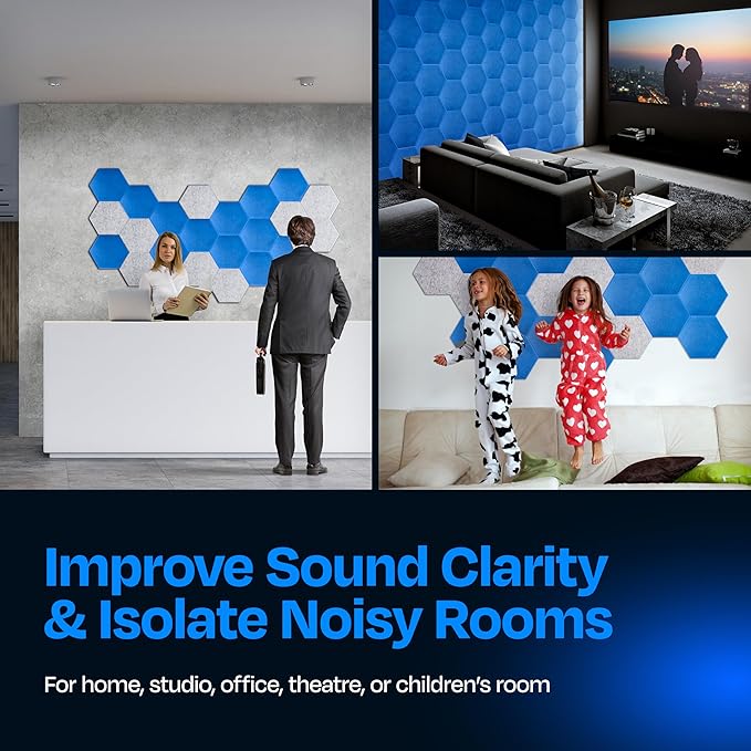 Acoustic Panels 12-Pack Soundproof Wall Panels 12"X10.4"X0.4" Sound Panels High - Image 4