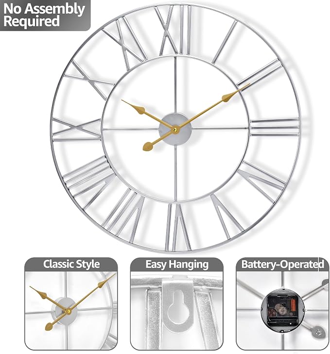 Sorbus Large Wall Clock for Living Room Decor - Image 4