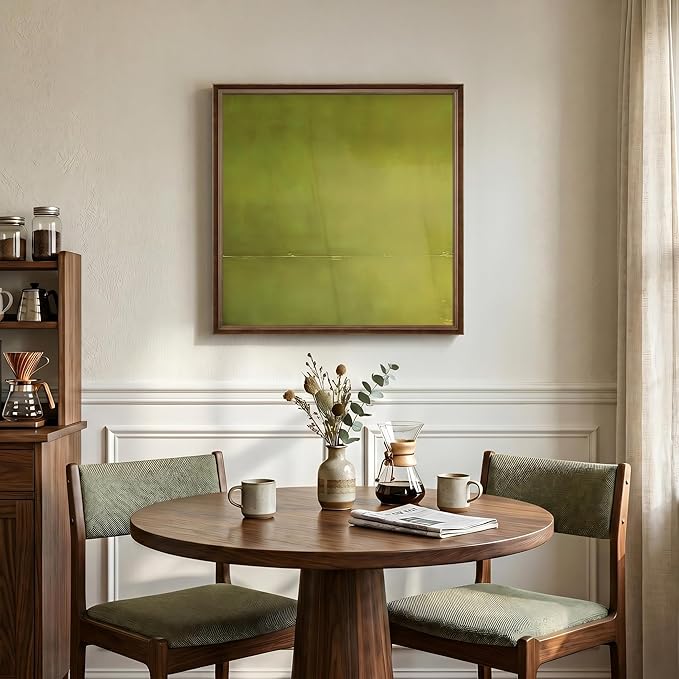 Vintage Framed Green Abstract Wall Art, Modern Sage Green Canvas Prints Artwork - Image 3