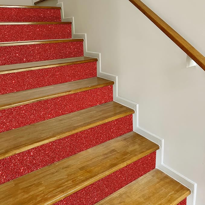 CRE8TIVE Red Glitter Wallpaper Border Peel and Stick Decorative Sparkle Red - Image 3