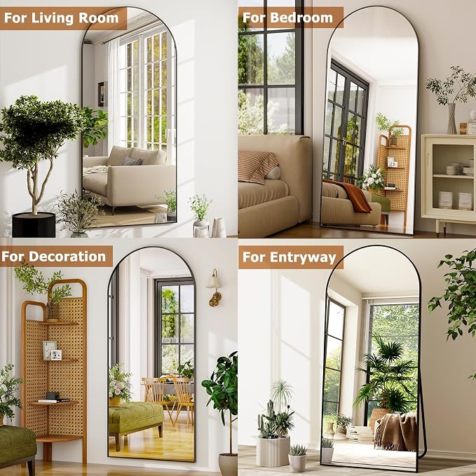 GLSLAND-34x76 inch Wall Mount Arched Full Length Mirror-Aluminum Alloy Frame - Image 9