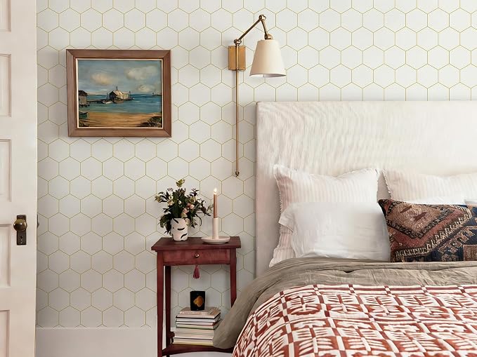 Beige and Gold Wallpaper Geometric Peel and Stick Wallpaper - Image 5