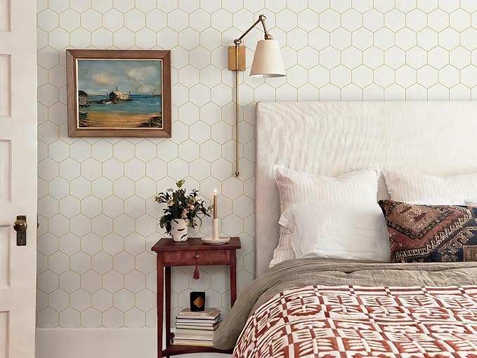 Beige and Gold Wallpaper Geometric Peel and Stick Wallpaper - Image 5