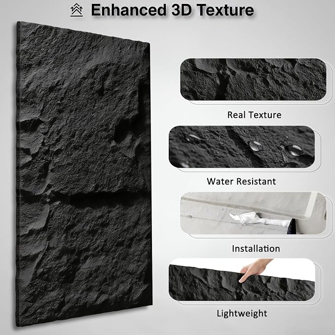 3D Faux Stone Wall Panels, Cement Texture Thicker Accent - Image 3