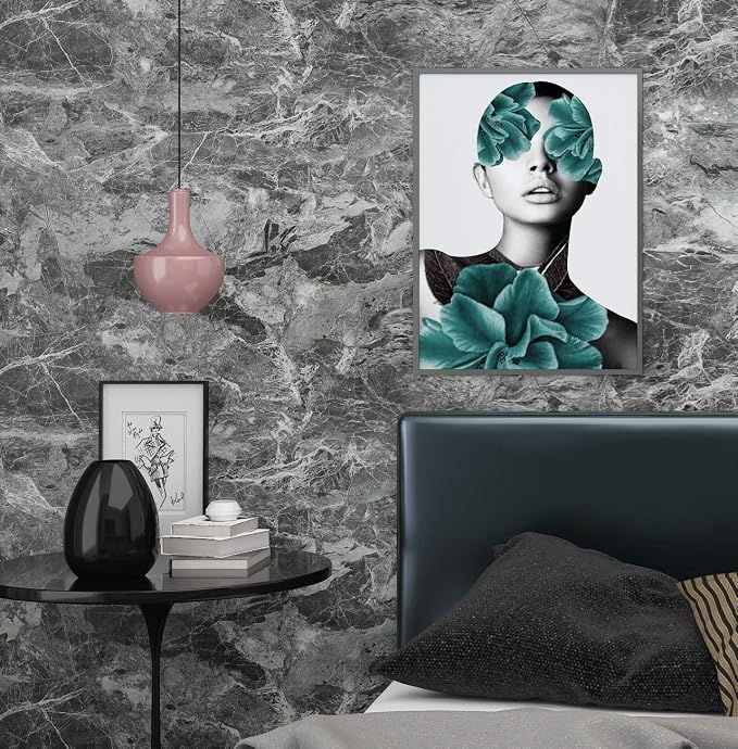 Livelynine Charcoal Concrete Wallpaper Peel and Stick Grey Contact Paper - Image 5