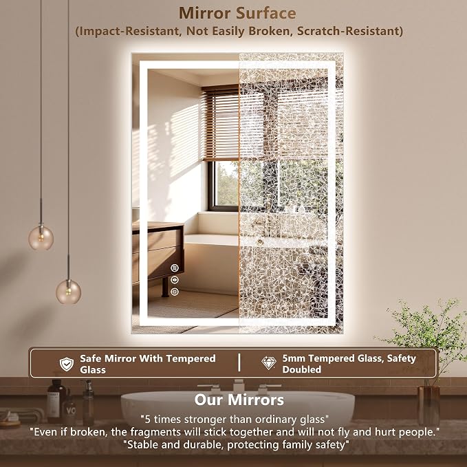 28x36 Inch LED Lighted Bathroom Mirror - Image 4