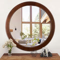CULER Round Mirrors 30 Inch, Wood Vanity Wall Rustic Mirror by Culer