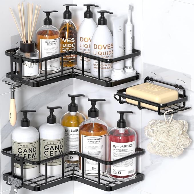 YASONIC Shower Caddy Corner, No Drilling Shower Organizer Corner by YASONIC
