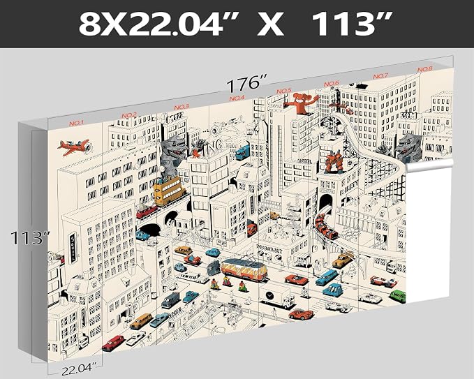 XMPMBM-Cartoon Comics City Nursery Room Fabric Wallpaper Kids Bedroom - Image 4
