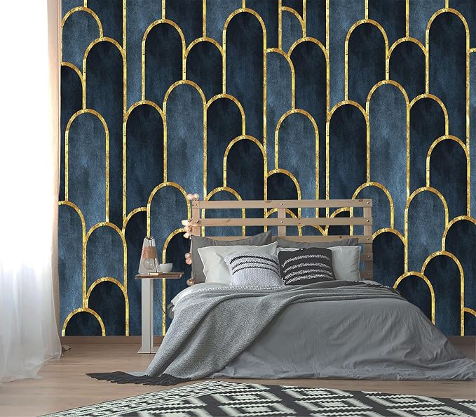 XMPMBM-Gold Geometrical Textured Fabric Wallpaper Abstraction Dark line Living by XMPMBM-Wallpaperthatwontpeeloff