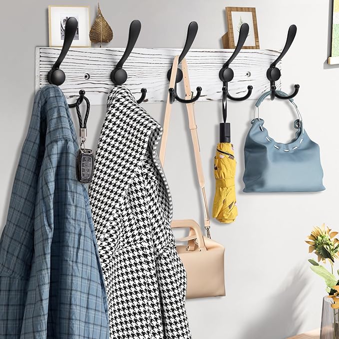 Kuhome Coat Rack Wall Mount Wooden Hat Rack - Image 4