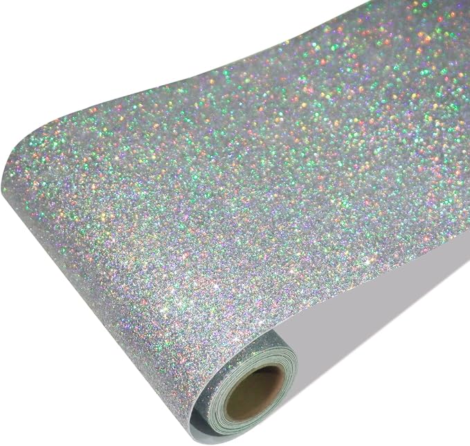 CRE8TIVE Silver Holographic Glitter Wallpaper Border Fabric Glitter Wallpaper by CRE8TIVE