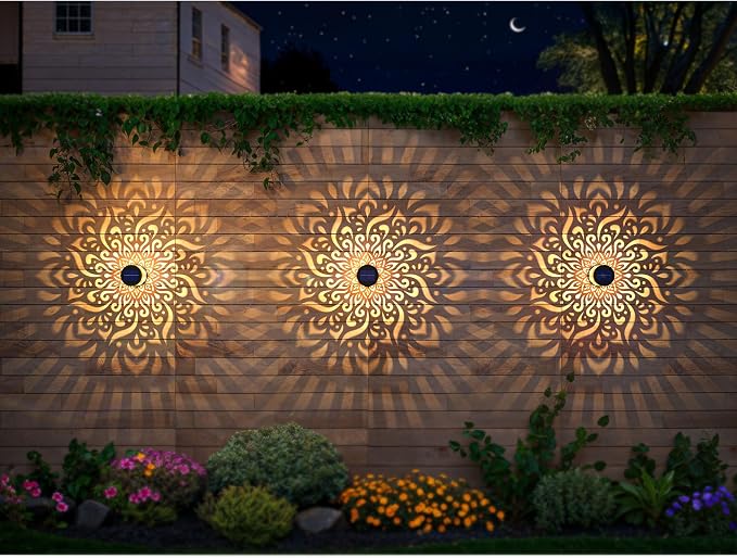 4 Pack Large Solar Fence Lights Metal Solar Powered Outdoor Wall Deck Step - Image 7