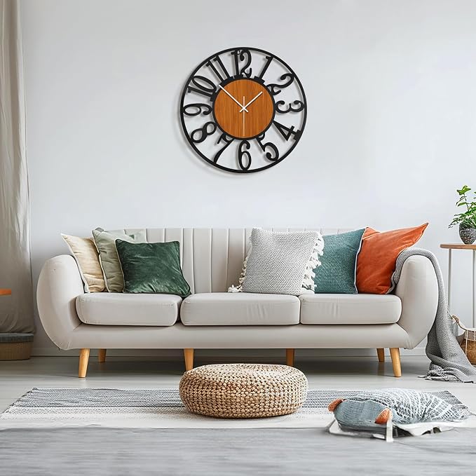 Maxstar Round Wall Clock for Living Room Decor Battery Operated Non Ticking - Image 7