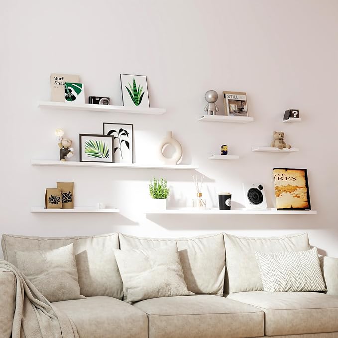 Small White Floating Shelves for Wall Decor, Wall Mounted Wood Shelf for Bedroom - Image 6