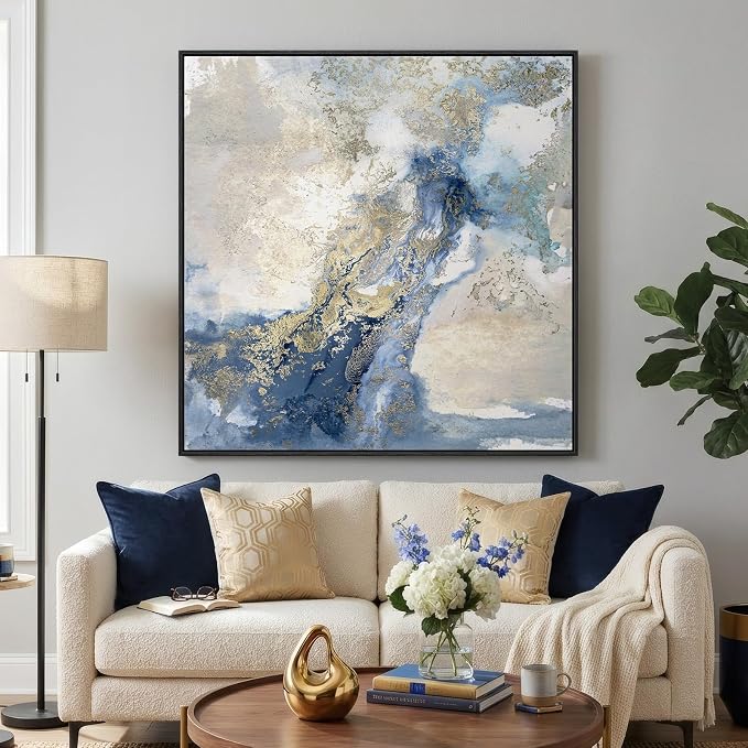 Extra Large Framed Blue Abstract Wall Art - Image 5