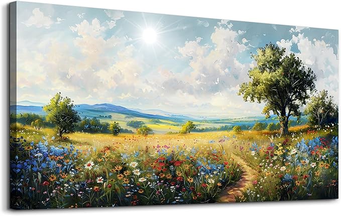 hyidecorart Nature Field Scenery Abstract Painting Framed Wall Art by hyidecorart