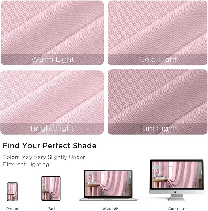 CUCRAF Light Pink Blackout Curtains 84 inch Length 2 Panels Set, Rod Pocket - Image 4