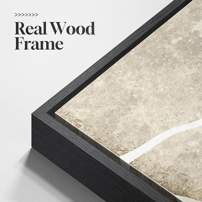 Large Framed Neutral Abstract Wall Art Set of 2, Modern Black Beige Brown - Image 6