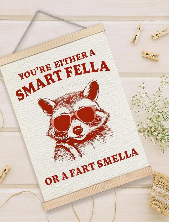 Foritho Funny Raccoon Meme Wall Art Poster Framed, Retro Sarcastic Trash Panda - Image 5