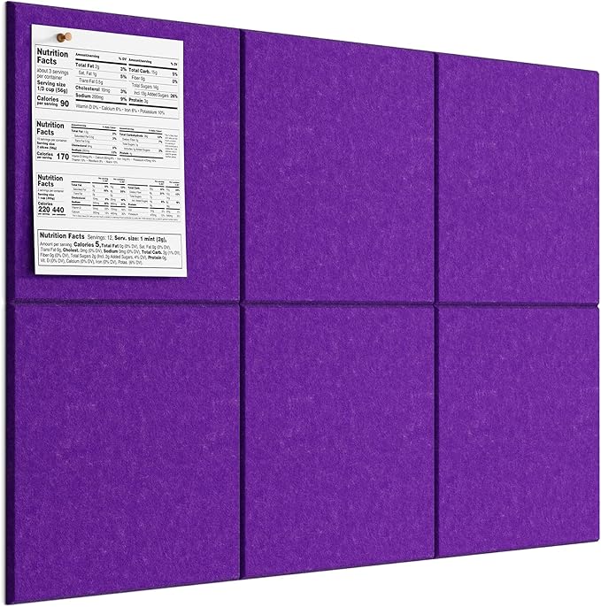 MaxGear Large Cork Board for Wall 36" x 24", Violet Bulletin Board, 6 Pack Felt by MaxGear