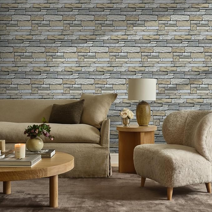 3D Peel and Stick Faux Stone Wall Panels 11.8" x 11.8" 10-Pack, Stone-Look Wall - Image 7