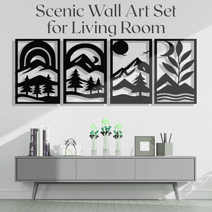 GALLERY GRACE Metal Wall Art Decor – 11" x 16" Set of 4 Abstract Landscape - Image 5