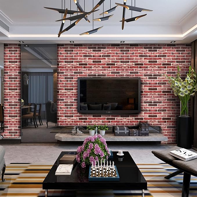 10-Pack 52 Sq.Ft 3D Wall Panels Peel and Stick 3D Faux Brick Wallpaper Peel and - Image 2