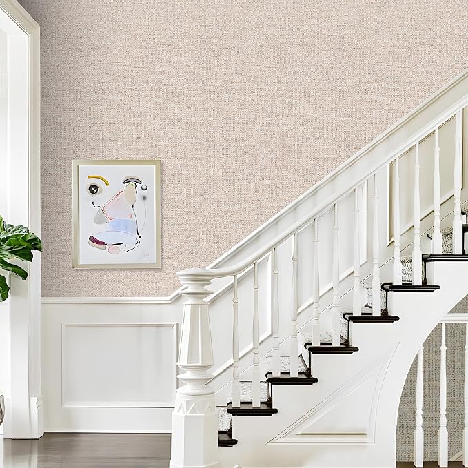 Beige Grasscloth Contact Paper 15.75x196.85inch Peel and Stick Wallpaper - Image 5