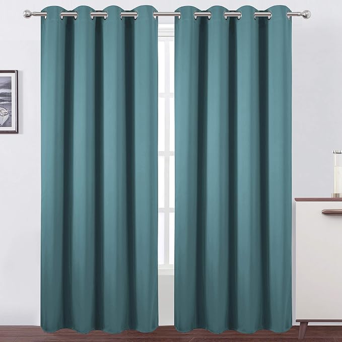 LEMOMO Sea Teal Thermal Blackout Curtains/52 x 95 Inch/Set of 2 Panels Room by Lemomo