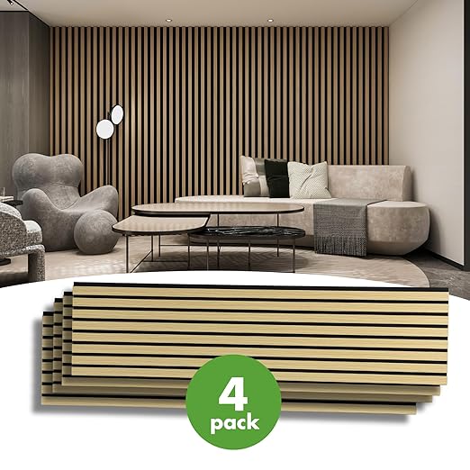 Art3d 4-Pack 12" x 93" Soundproof Wood Slat Panels, 31 sq.ft Acoustic Wall - Image 2