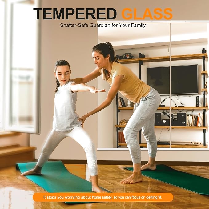Delma Home Gym Mirror, Large Full Body Tempered Glass Frameless, Wall-Mounted - Image 3
