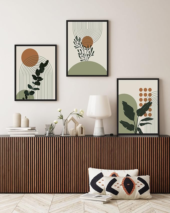 PHOPAGO Boho Plant Wall Art Green Botanical Bohemain Framed Wall Printing - Image 2