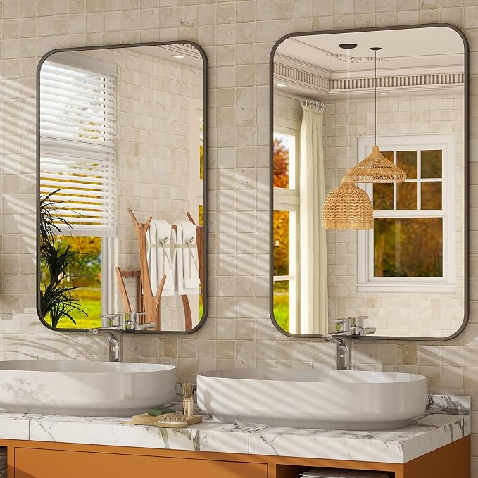 Easly 20 x 28 Inch Bathroom Mirror, Rounded Rectangular Vanity Mirror - Image 3