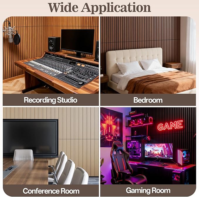 4 Pack Wood Panels for Wall, 47.24" x 23.81" Acoustic Wood Slat Wall Panel for - Image 6