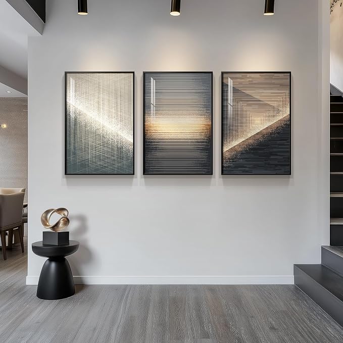 Large Framed Black and Gold Modern Luxury Abstract Wall Art - Image 4