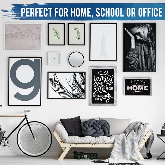HBCY Creations 11" x 17" Whitewash Solid Wood Frame Wall Chalkboard, Magnetic - Image 6