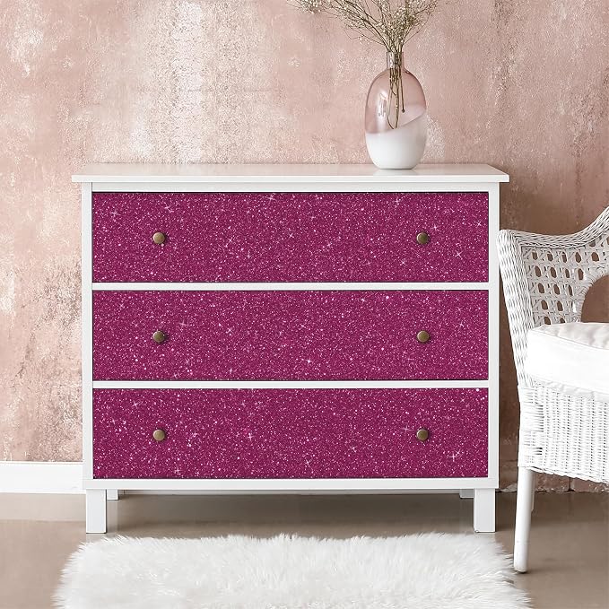 CRE8TIVE Deep Pink Glitter Wallpaper Border Peel and Stick Wall Border Stickers - Image 8