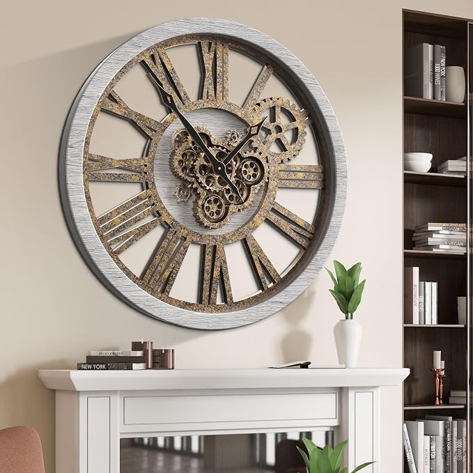 The B-Style Large Wall Clock 24 inch Moving Gear Wall Clock Oversized Vintage - Image 6