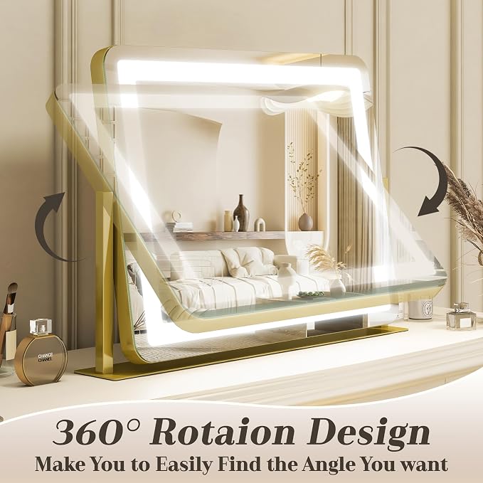 ROLOVE Gold Vanity Mirror with Lights - Image 6