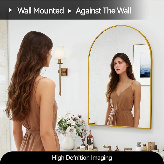 SCWF-GZ 24x36 Arch Mirror Rectangle Full Length Wall Mounted Hanging or Against - Image 7