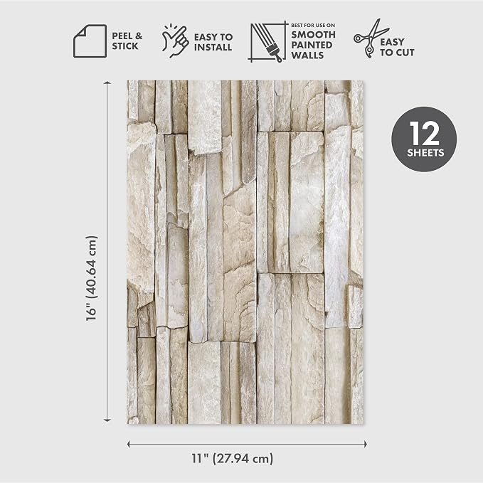 Main Street Peel and Stick Wallpaper Eco-Friendly Sheets 12 Pack, 11 X 16 Inch - Image 2