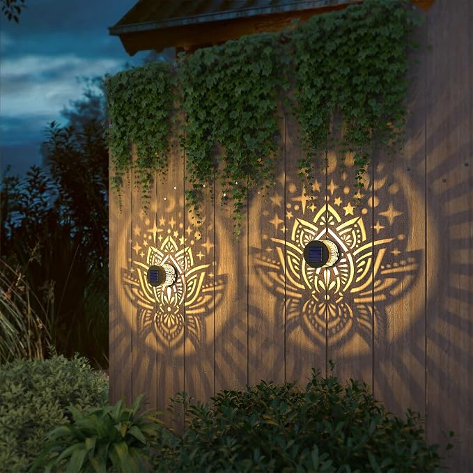 gardencave 4 Pack Solar Fence Lights Metal Solar Powered Outdoor Wall Deck - Image 7