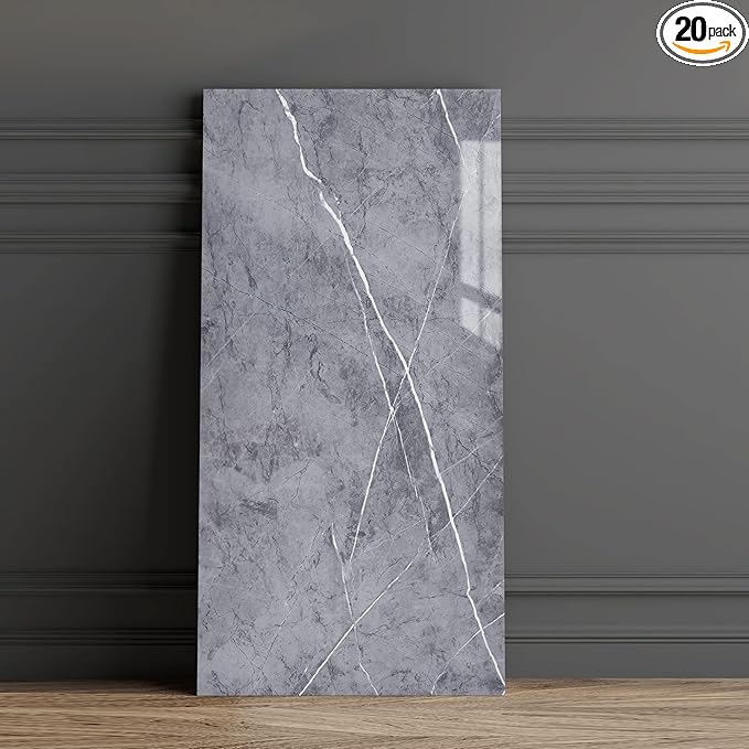 Haimin Wall Panels Peel and Stick 20 Pieces 23.6x11.8in Backsplash Marble Look by HaiminHomeDecorWallpaper