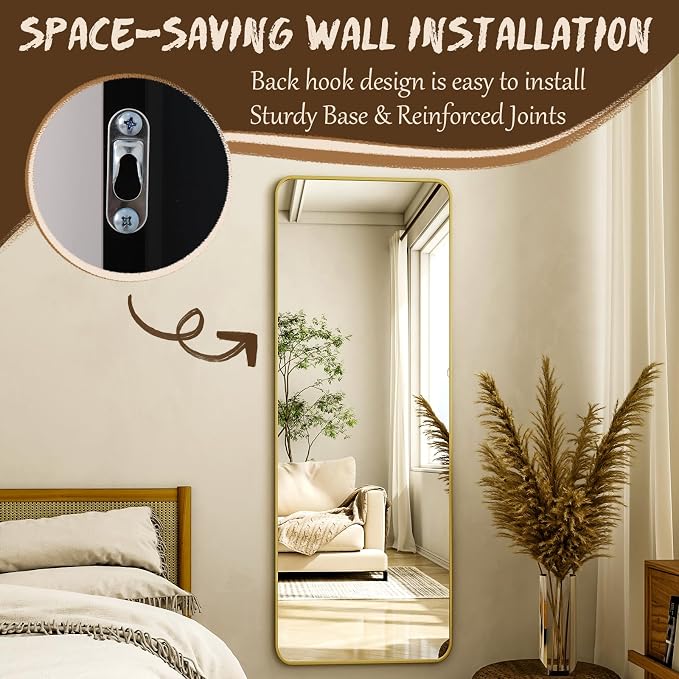 XRAMFY 56"x21" Floor Full Length Mirror Standing Full Body Rounded Corner - Image 7